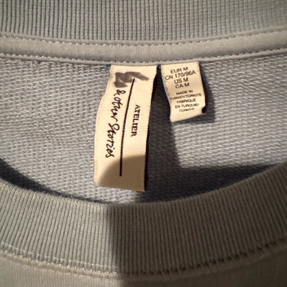 & Other Stories Light Blue Short Sleeve Boxy Crew Neck Sweatshirt - Size M - Picture 5 of 6